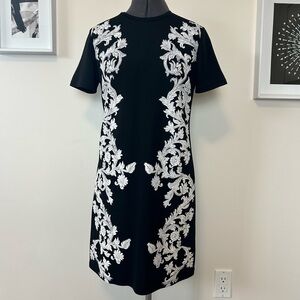 Black Shift Dress with White Baroque Embroidery